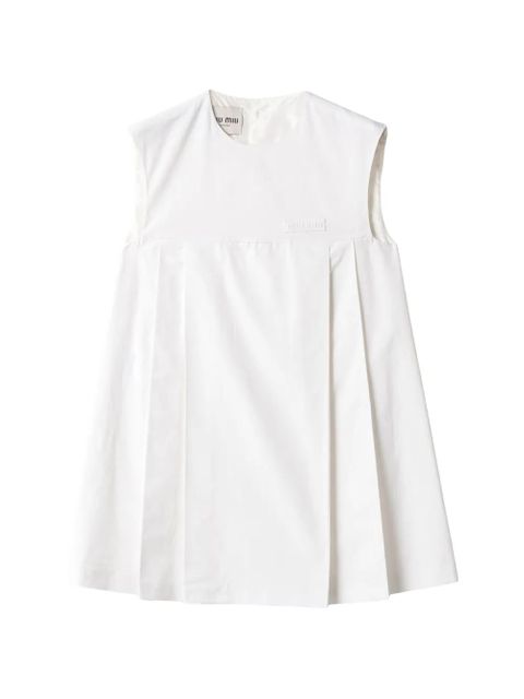 Miu Miu flared logo cotton mini dress - White - zdjęcie produktu nr 1