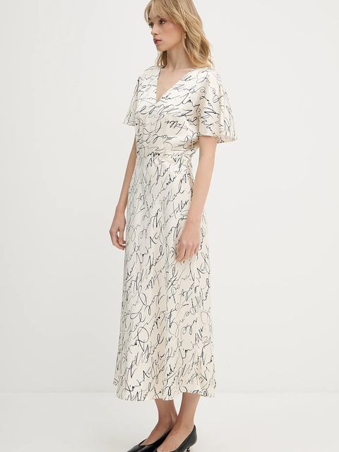 Karl Lagerfeld sukienka kolor beżowy maxi rozkloszowana A3W13029 - zdjęcie produktu nr 2