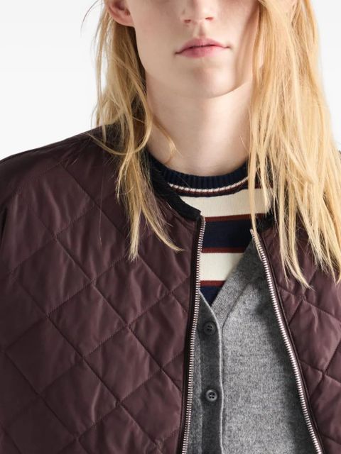 Prada triangle-logo quilted jacket - Brown