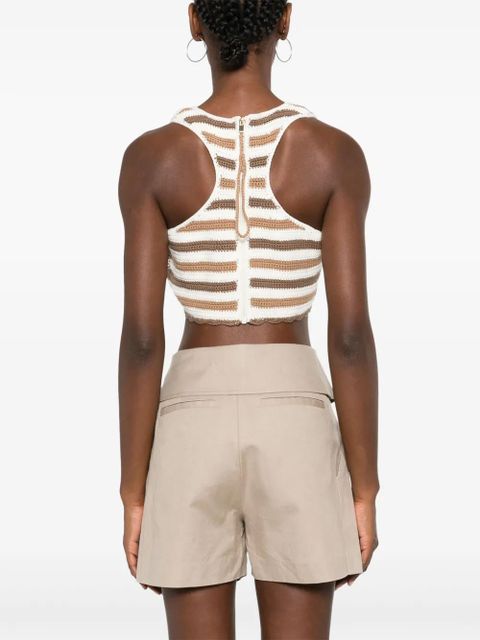GANNI striped organic cotton tank top - Brown