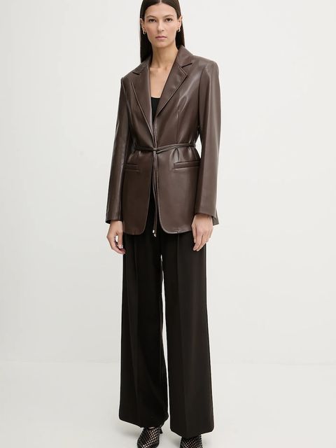 Filippa K spodnie z dodatkiem wełny damskie kolor brązowy proste high waist 32511 - zdjęcie produktu nr 2