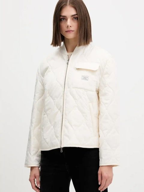 Guess Jeans kurtka kolor biały przejściowa oversize W5YL26 WHG02