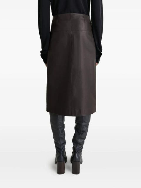 LEMAIRE snap-fastening leather skirt - Black