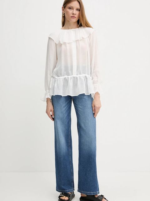 Weekend Max Mara bluzka z domieszką lnu - zdjęcie produktu nr 2