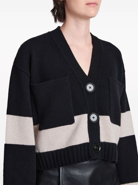 Proenza Schouler Sofia striped wool-blend cardigan - Black