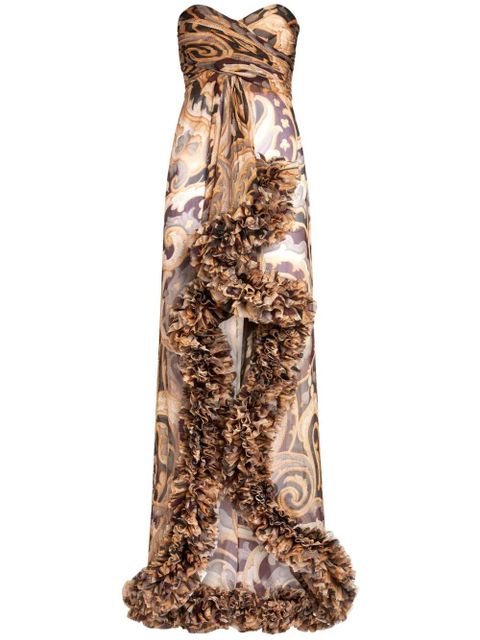 ETRO ruched-detailing printed silk maxi dress - Neutrals - zdjęcie produktu nr 1