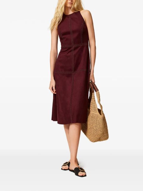 TWINSET embroidery suede midi dress - Red - zdjęcie produktu nr 2