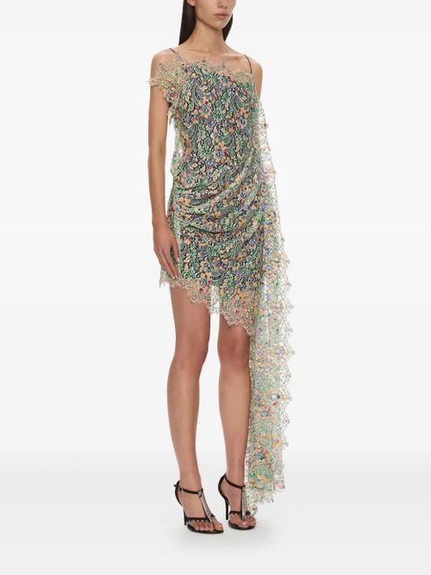 Christopher Esber draped lace mini dress - Green