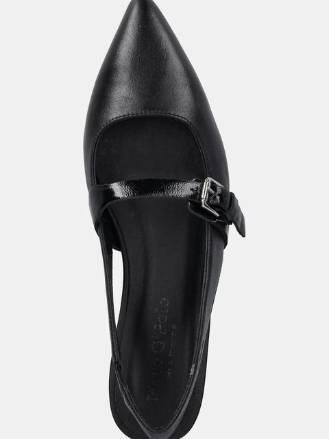 Marc O'Polo baleriny skórzane PENELOPE 2A kolor czarny z odkrytą piętą 50318781101100