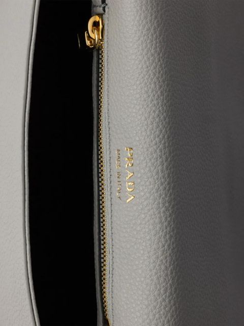 Prada logo-plaque flap leather shoulder bag - Grey