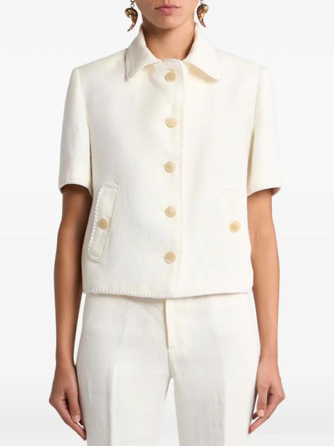 ETRO Pegaso-buttons short-sleeve cropped jacket - Neutrals - zdjęcie produktu nr 2