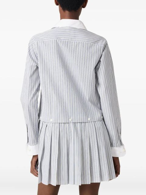 Miu Miu pleated striped mini shirt dress - White