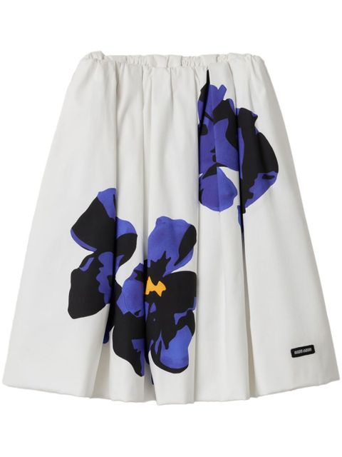 Miu Miu printed poplin midi skirt - White