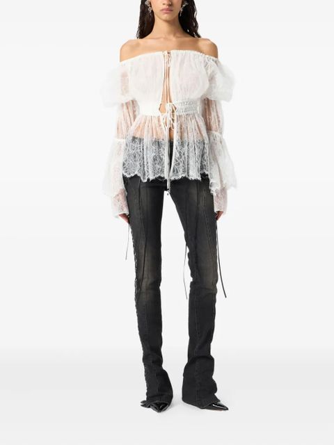 Blumarine lace-up detail jeans - Grey - zdjęcie produktu nr 2