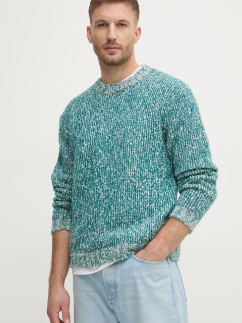 United Colors of Benetton sweter z domieszką wełny kolor turkusowy 116NU108M