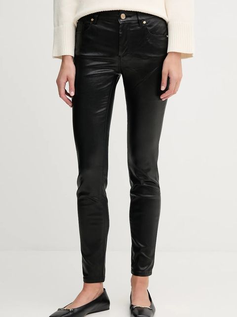 Gaudi spodnie damskie kolor czarny dopasowane high waist 521BD25018 - zdjęcie produktu nr 1