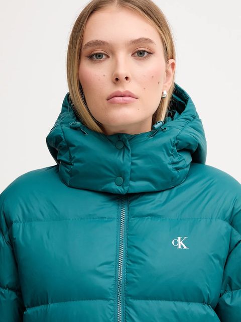 Calvin Klein Jeans kurtka puchowa kolor turkusowy zimowa LV047D502G
