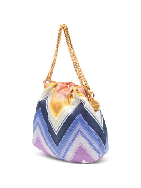 Missoni wave silk drawstring chain tote bag - Blue