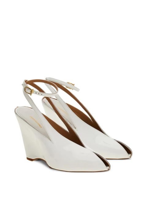 Ferragamo 90mm peep-toe wedge pumps - White