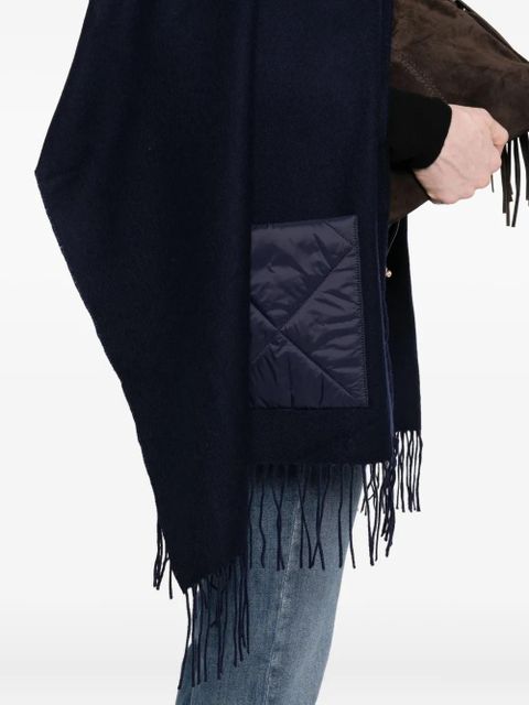 Maje hooded quilted-pocket poncho - Blue