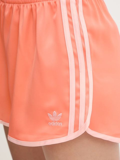 adidas Originals szorty 3-Stripes damskie kolor pomarańczowy gładkie high waist JD3122