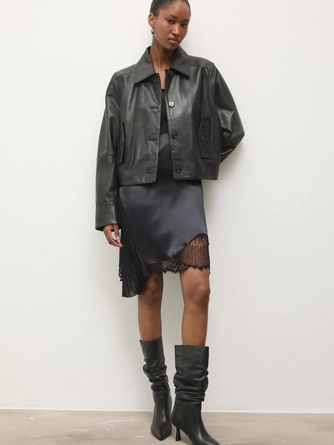 Answear.LAB kozaki skórzane kolor czarny na szpilce