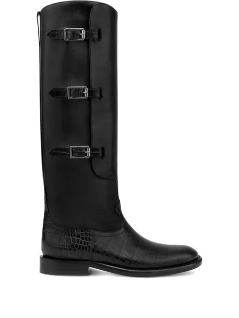Paris Texas 20mm Montana Buckle crocodile-embossed boots - Black - zdjęcie produktu nr 1