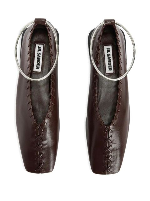 Jil Sander ring ballet flats - Brown