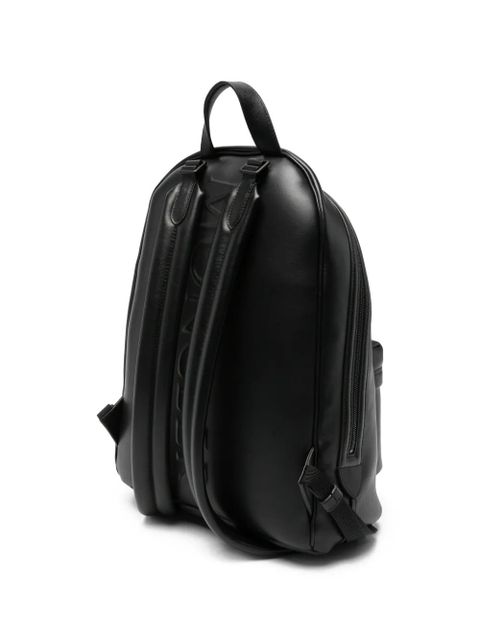 Moncler logo-patch leather backpack - Black