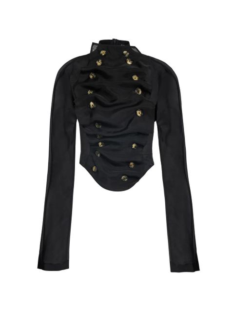 A.W.A.K.E. Mode bib-front structured blouse - Black - zdjęcie produktu nr 1