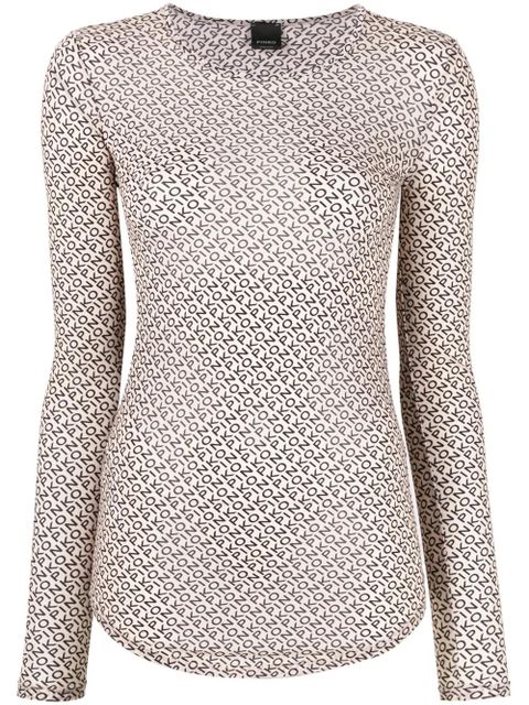 PINKO logo-print semi-sheer sweatshirt - Neutrals - zdjęcie produktu nr 1