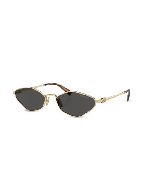 Miu Miu Eyewear logo-lettering geometric-frame sunglasses - Gold