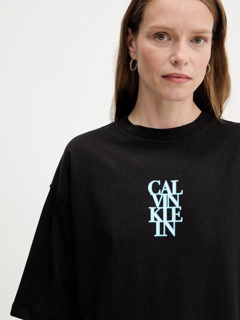 Calvin Klein Jeans t-shirt bawełniany damski kolor czarny LV047C818G