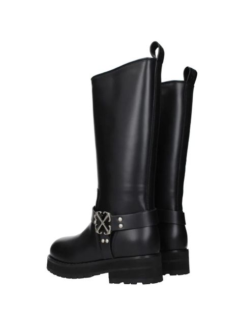 Off-White Off Track buckle-detail leather high boots - Black