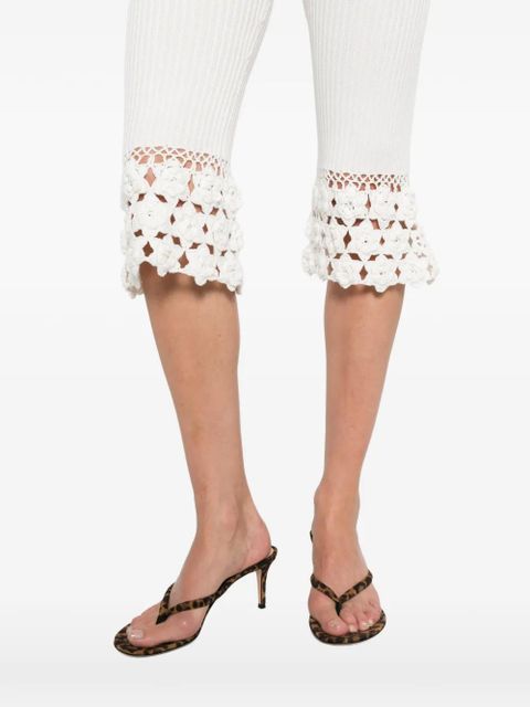 GANNI crochet ribbed trousers - White