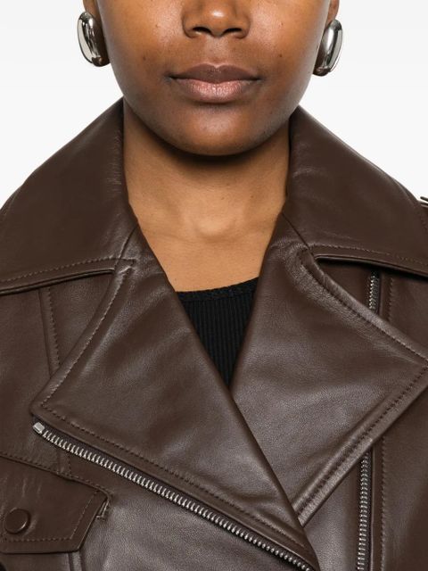 Yves Salomon zip-fastening leather jacket - Brown