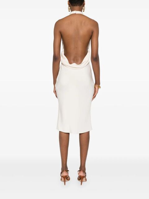TOM FORD halterneck sleeveless midi dress - Neutrals