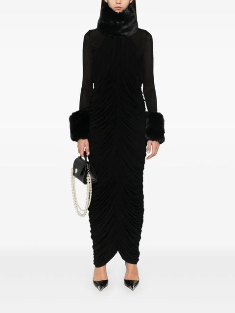 Magda Butrym faux-fur trim maxi dress - Black