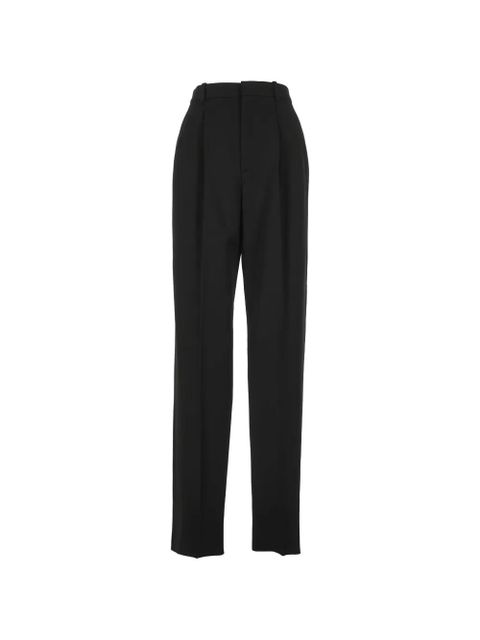 Saint Laurent pleated satin-trim trousers - Black - zdjęcie produktu nr 1