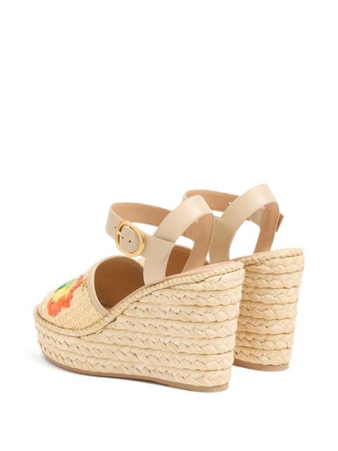 Valentino Garavani Bribri floral-embroidered wedge-heel espadrilles - Neutrals - zdjęcie produktu nr 2