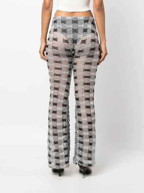 Isa Boulder check-pattern knit trousers - White