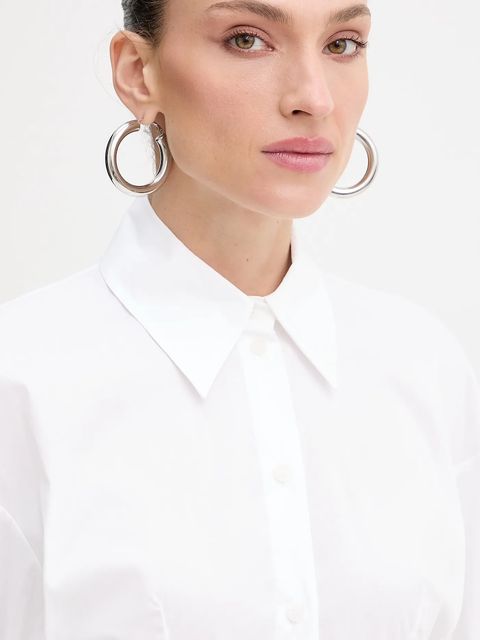 Patrizia Pepe koszula damska kolor biały slim z kołnierzykiem klasycznym 8C0789 A043