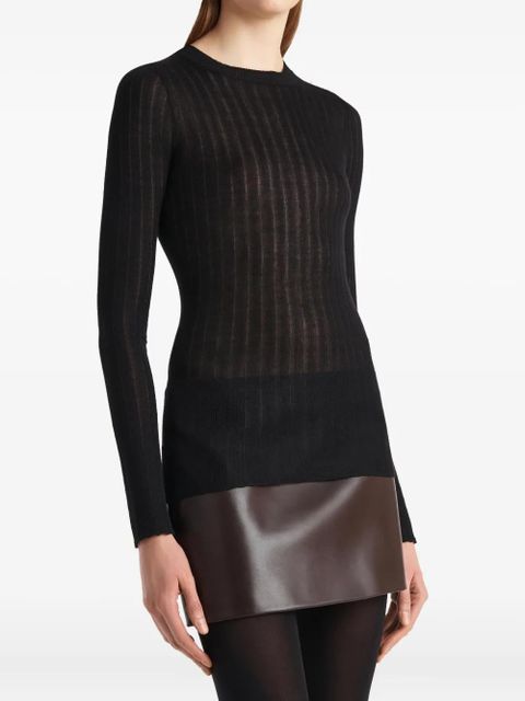 KHAITE Elm ribbed long-sleeve top - Black