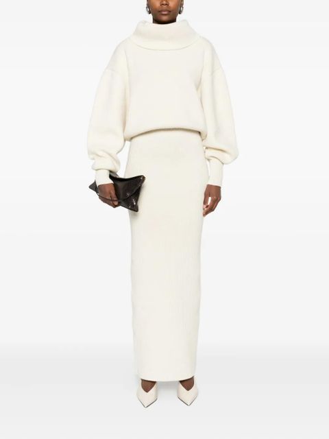 Jacquemus roll-neck ribbed dress - White