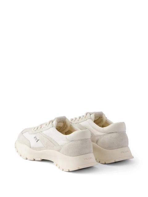 Prada mesh fabric and suede sneakers - Neutrals