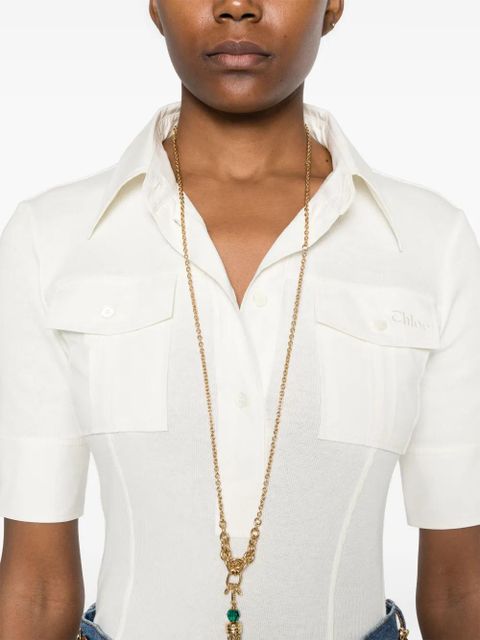 Chloé logo-embroidered polo top - Neutrals