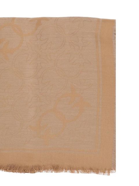 PINKO birds-print fringed-edges scarf - Neutrals