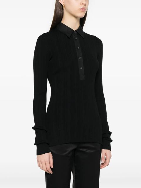 TOTEME knitted polo top - Black - zdjęcie produktu nr 2