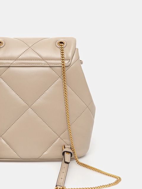 Tory Burch plecak skórzany Kira Diamond damski kolor beżowy mały gładki 170485-250 - zdjęcie produktu nr 2