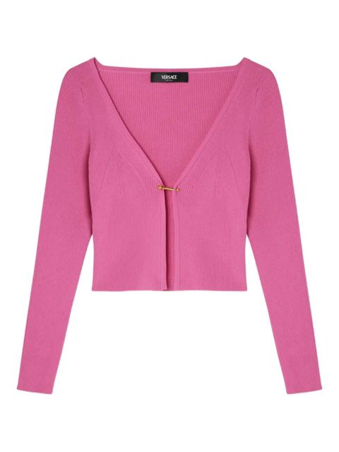Versace Safety Pin ribbed-knit cardigan - Pink - zdjęcie produktu nr 1